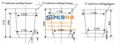 Detailed dimension drawing of 5T, 3T, 1T induction melting furnace building mold